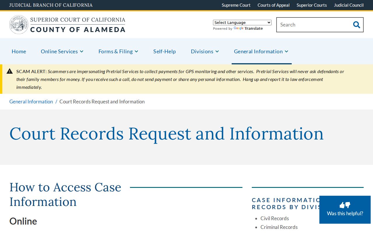 Albany residents directory reference to Alameda court records access