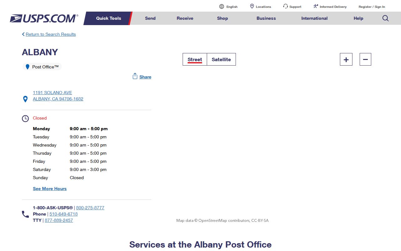 Albany ZIP code directory official Albany Post Office listing